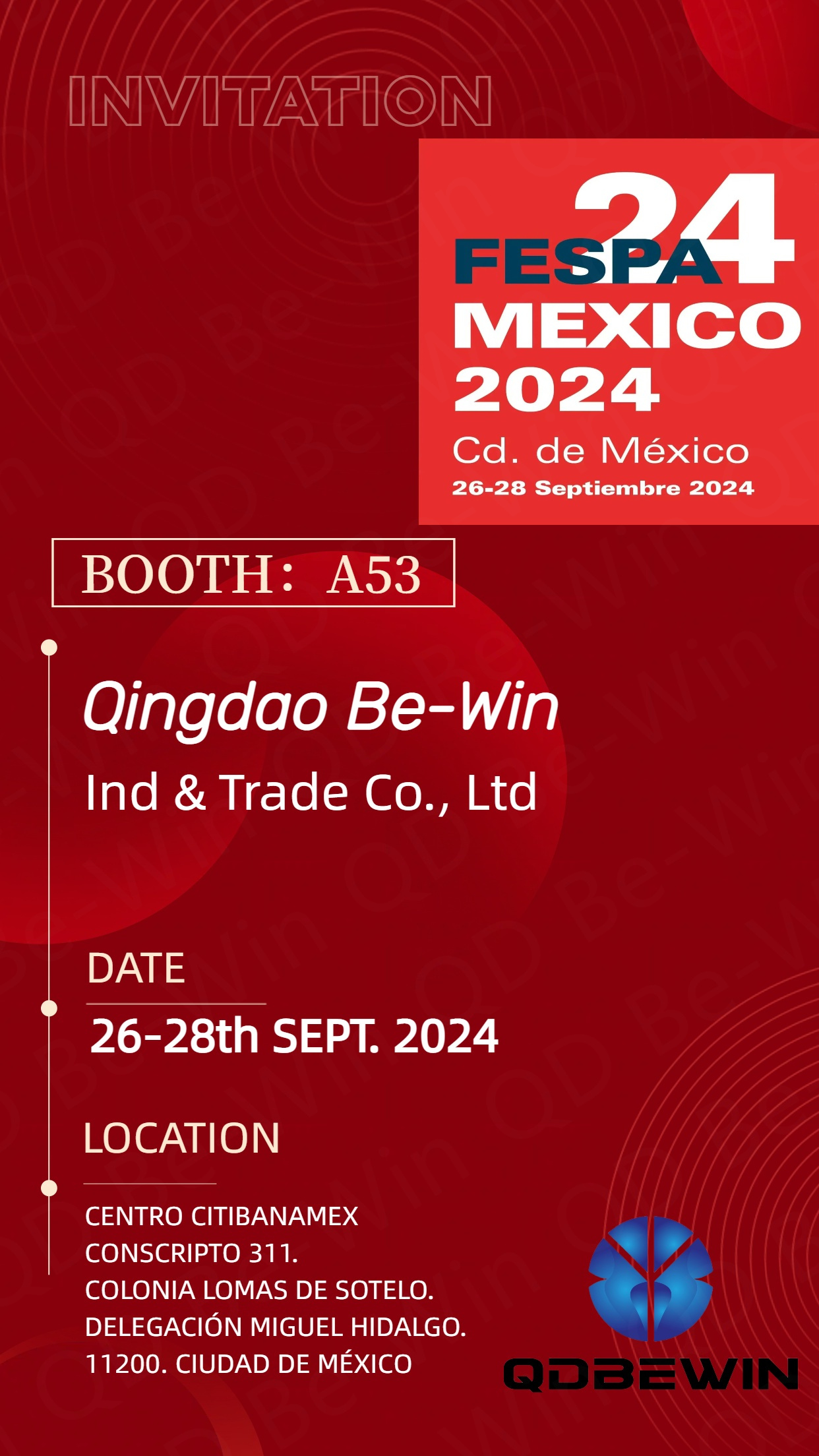 Qingdao Be-Win Ind & Trade Co., Ltd trưng bày Tấm acrylic, Tấm xốp PVC và Tấm nhôm tổng hợp tại FESPA 2024 Mexico